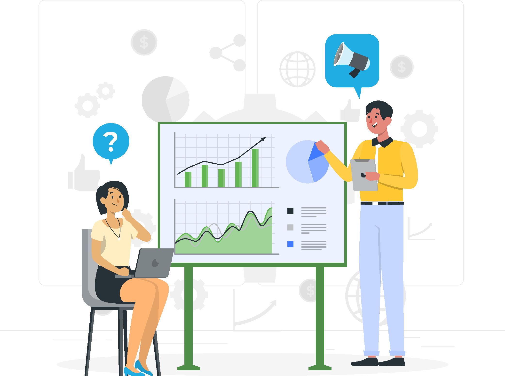 The image features a graphical user interface of an application. It includes elements related to footwear and clothing, possibly showcasing products or options within the app. The design may incorporate cartoon-like elements and text, with representations of a person to enhance the visual appeal.