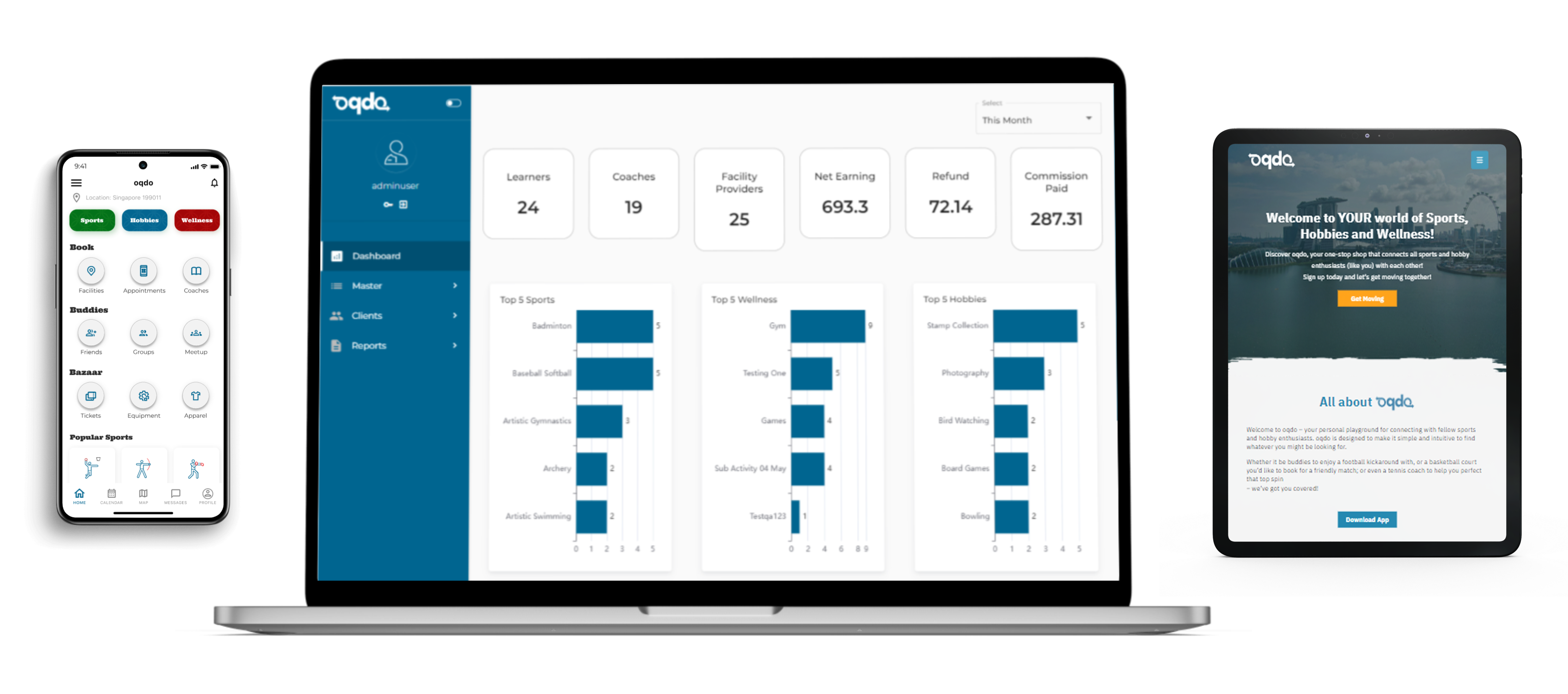 OQDO Sports and Hobbies Web and Mobile App