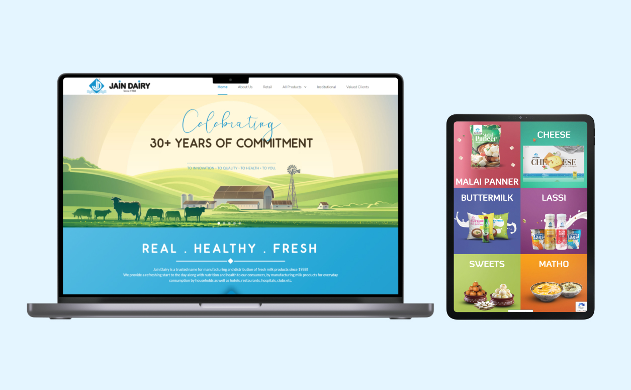 Jain Dairy – Website and Mobile App