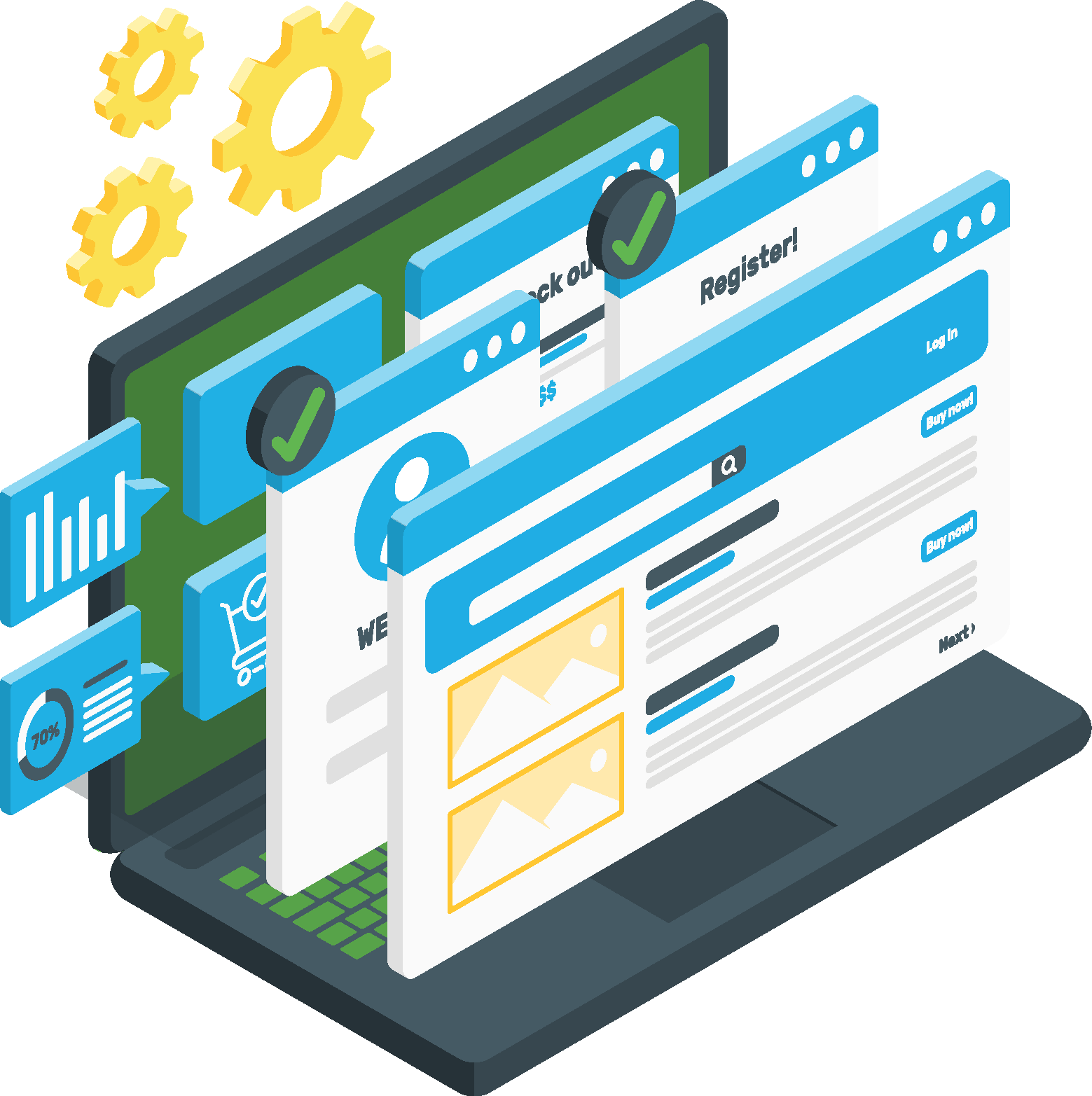 The image features a graphical user interface displaying various elements related to registration, potentially for a platform or service. It includes text prompts such and Register! along with the word Mart. The overall content suggests a design focused on user interaction for signing up or accessing services. The tags indicate that it contains text, is a screenshot, and focuses on design aspects.